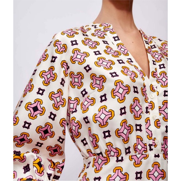 Maje 100% Silk Romea Geometric Printed Mini Dress NWT - Picture 5 of 15